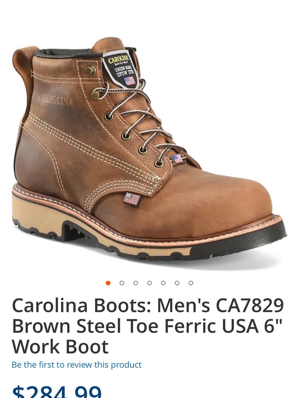 Carolina Boots Ferric Brown Steel-Toe 6" Work Boot